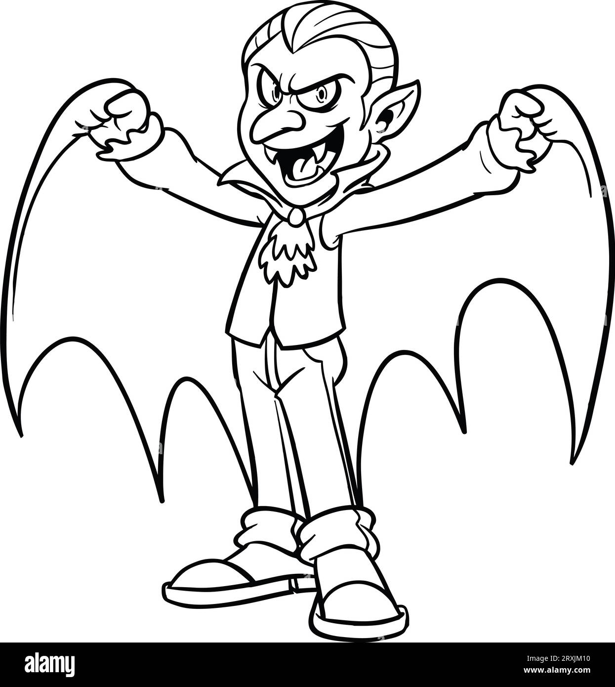 Vampire Halloween Coloring Page for Kids Free Vector Stock Photo