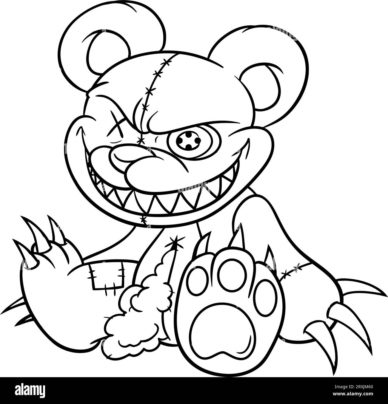 Pastel goth Panda coloring page for kid Stock Photo