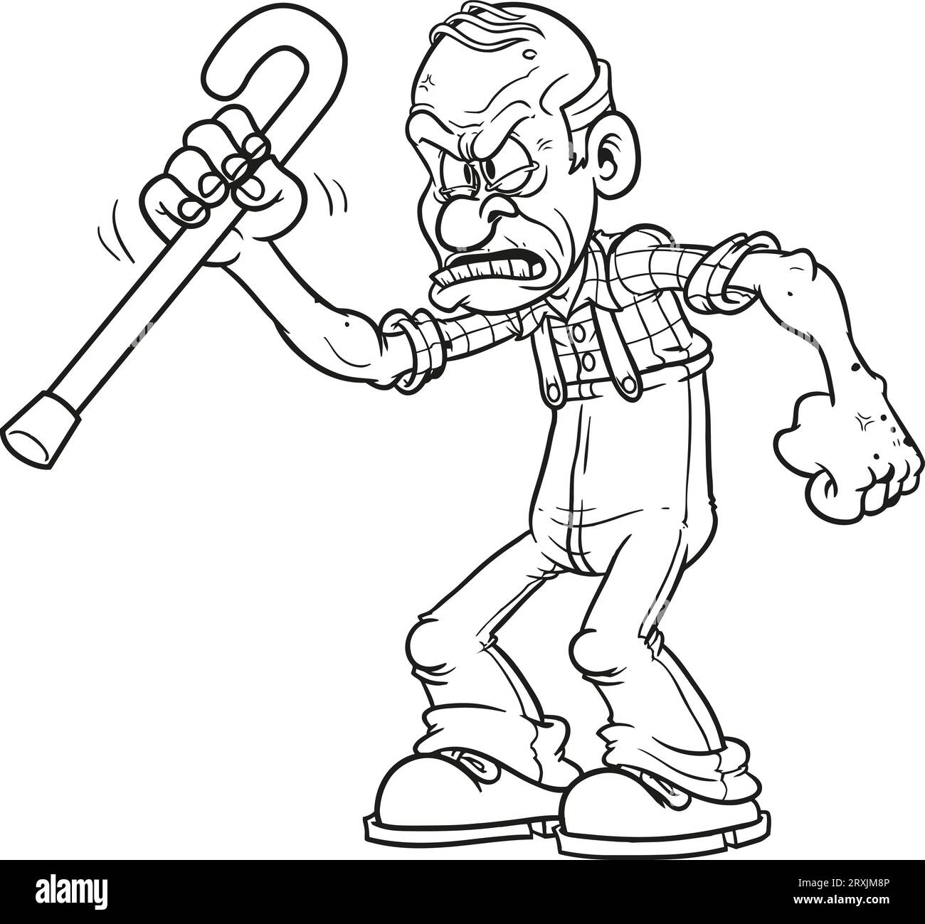 Grumpy old man Coloring pages for kids Stock Photo