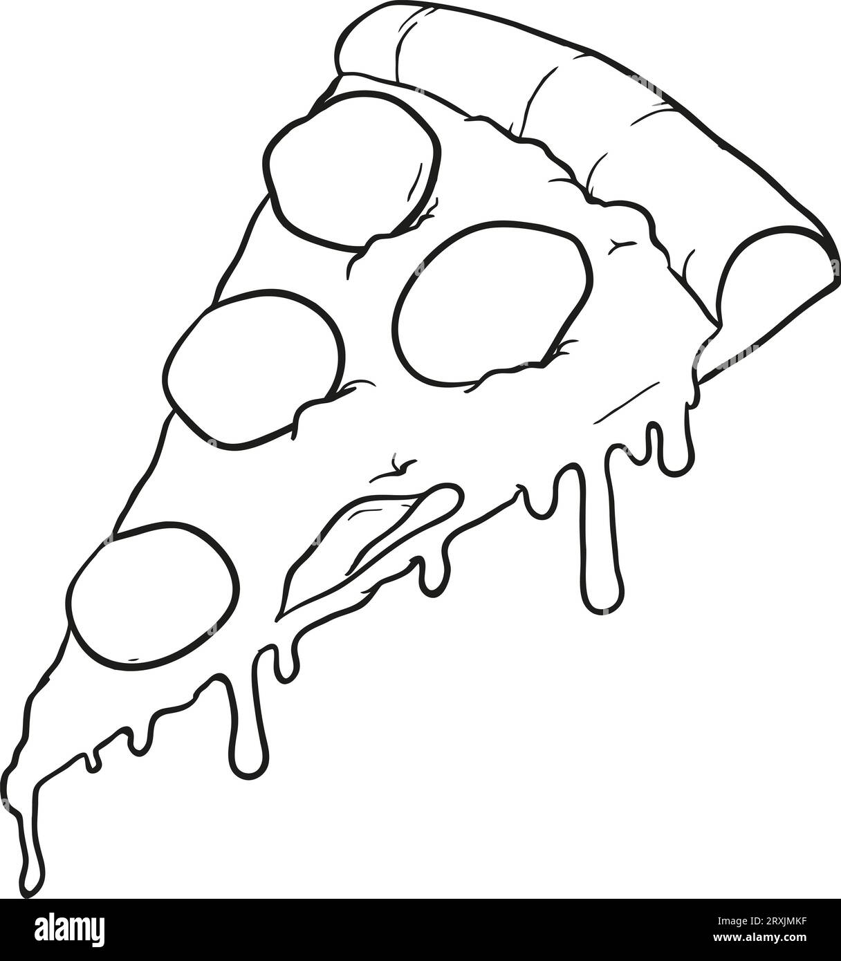 Pizza pie coloring page for kids art Stock Photo