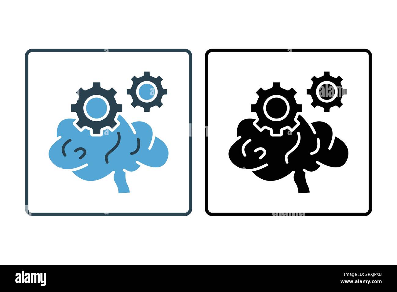 Thinking process icon. Brain icon with gear. icon related to critical ...