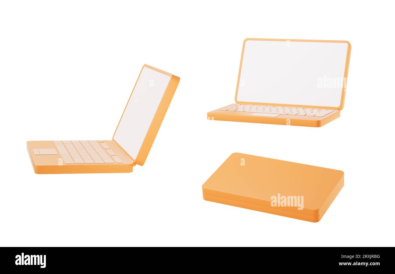 Laptop with blank screen, 3d rendering. Digital drawing Stock Photo - Alamy
