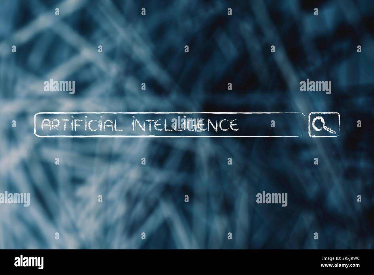 artificial intelligence conceptual image, text inside search engine query bar Stock Photo