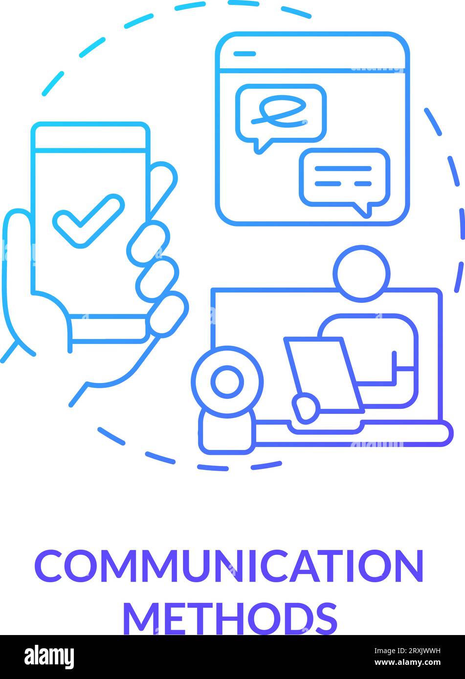 2D communications methods linear icon concept Stock Vector