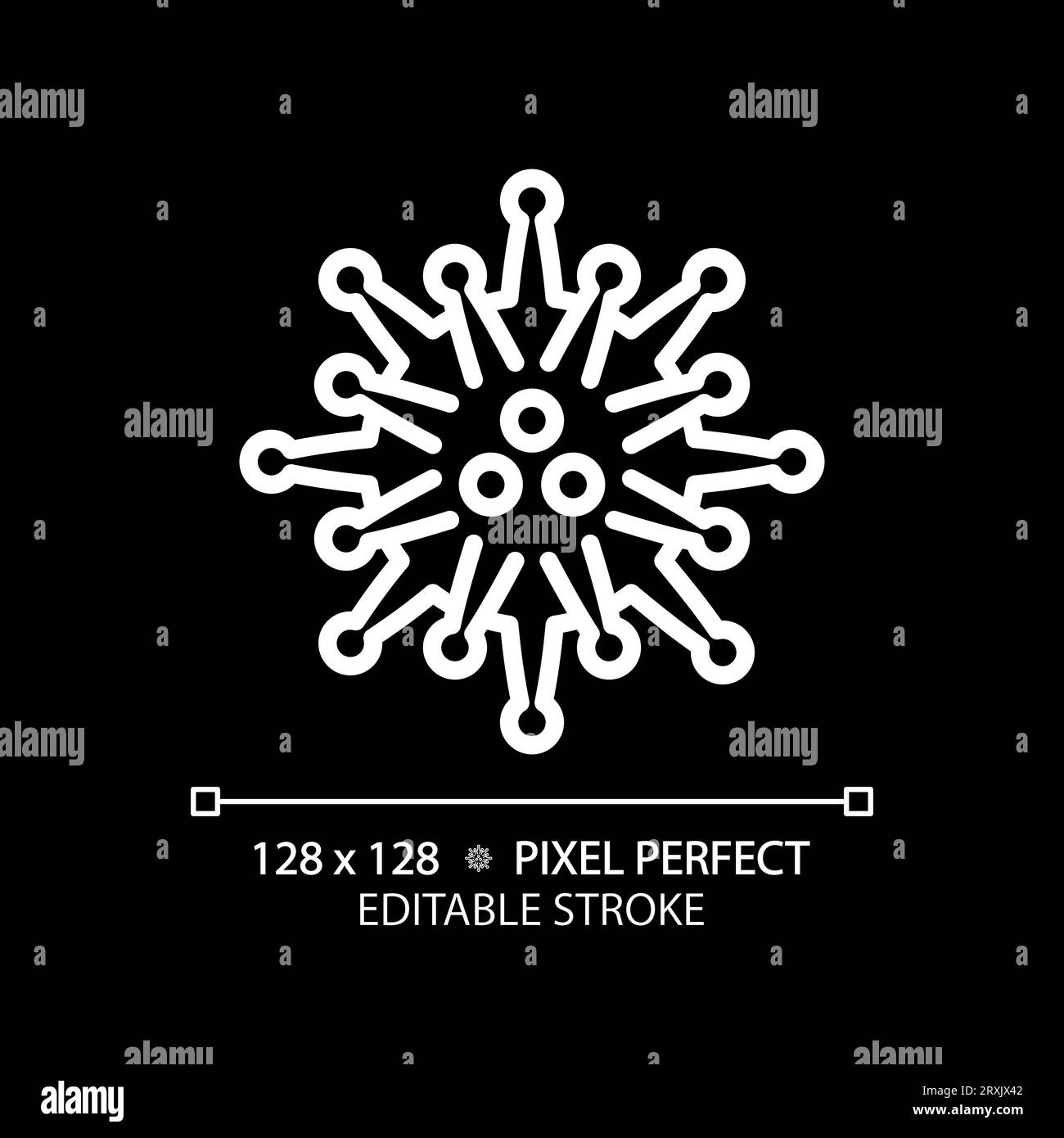 2D customizable thin line white influenza virus icon Stock Vector