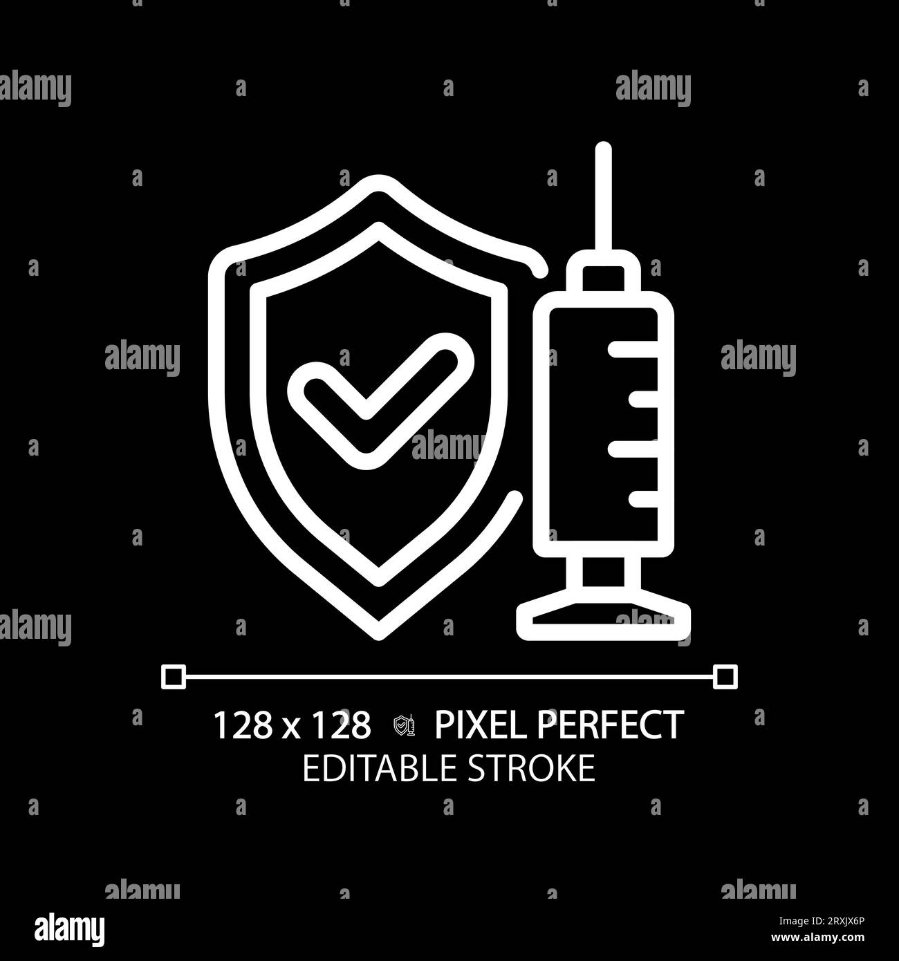 2D customizable thin line white vaccine icon Stock Vector