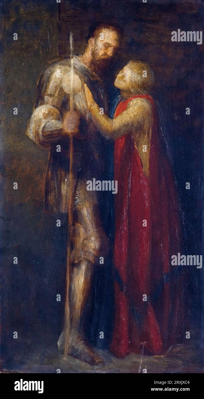 George Frederic Watts, Knight and Maiden, painting in oil on panel ...