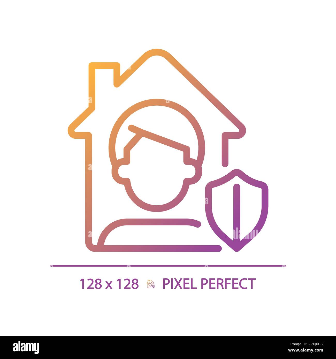 2D simple thin line gradient home quarantine icon Stock Vector
