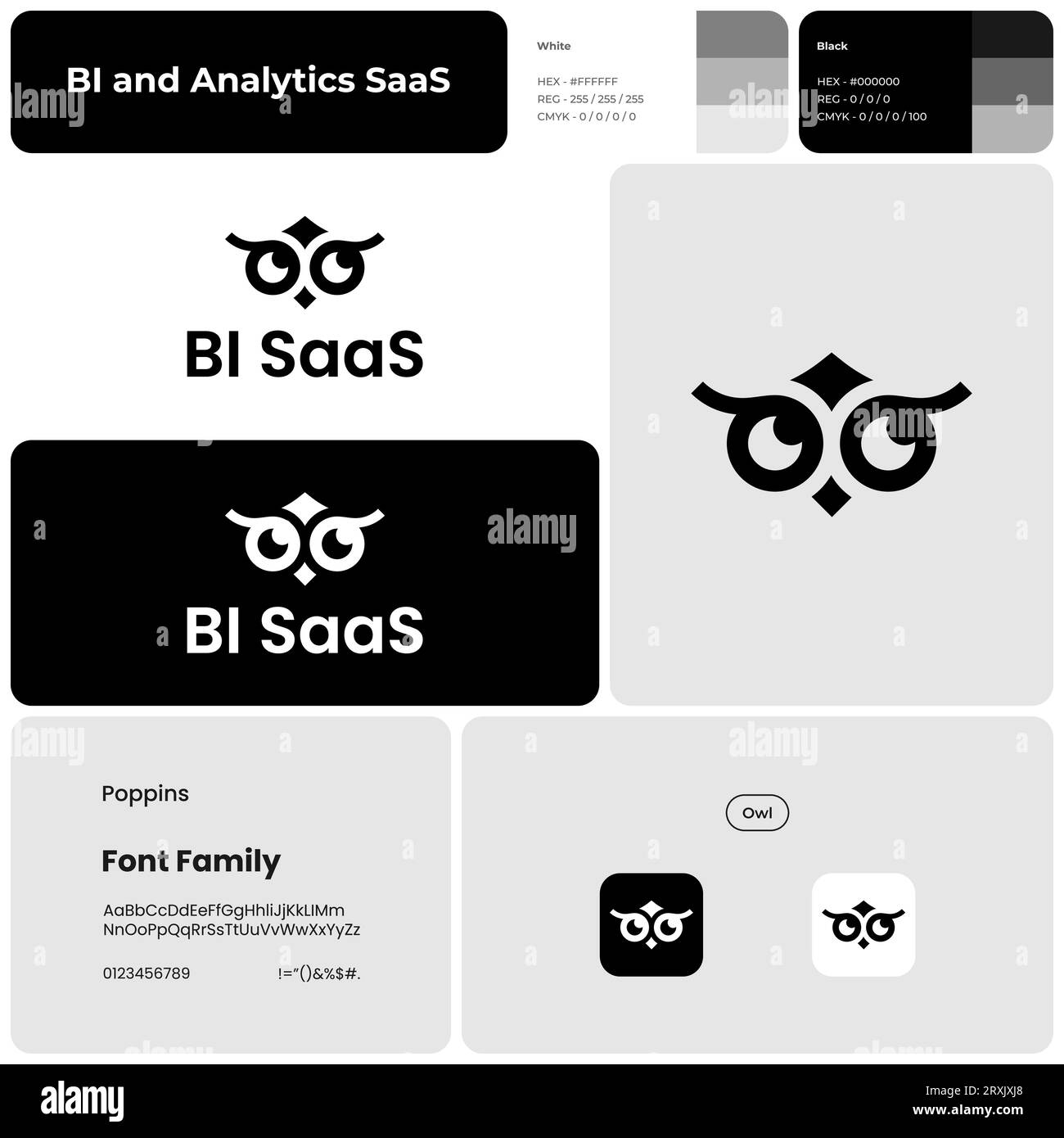 Monochrome Template For BI And Analytics SaaS Branding Stock Vector monochrome-template-for-bi-and-analytics-saas-branding-stock-vector