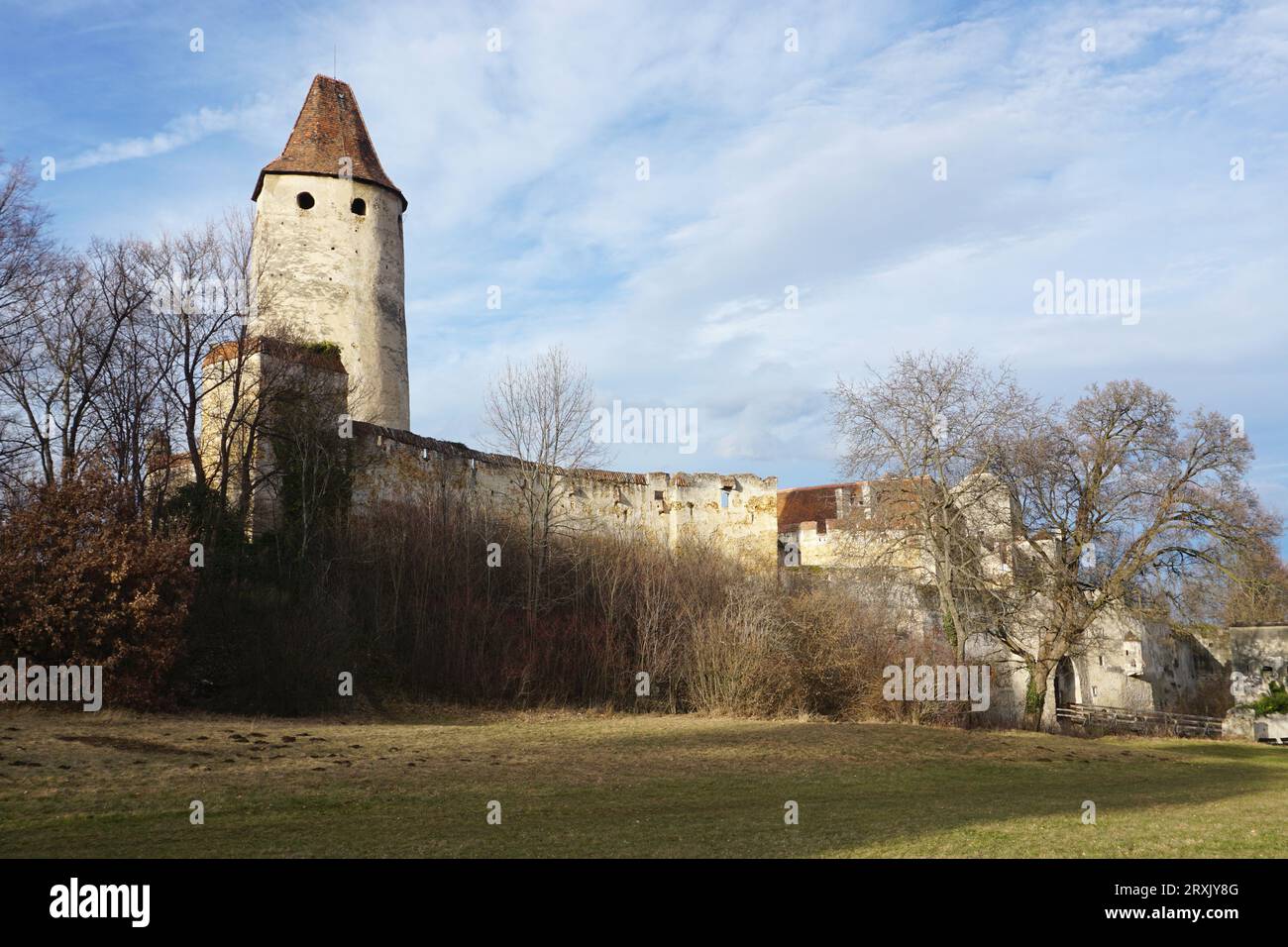 View of Seebenstein Castle in winter Stock Photo