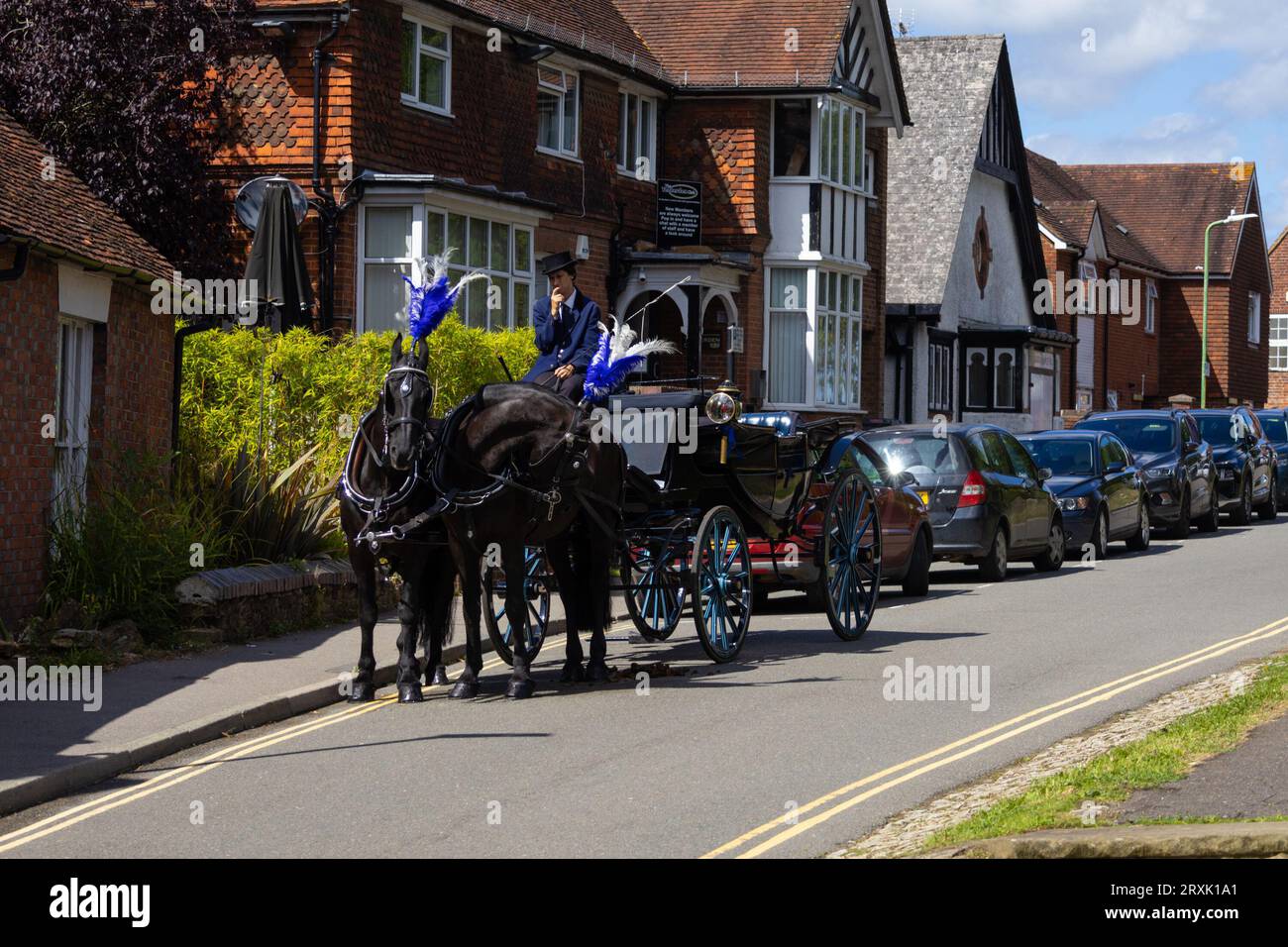 Funeral horse and carriage, tenterden, kent ,uk Stock Photo