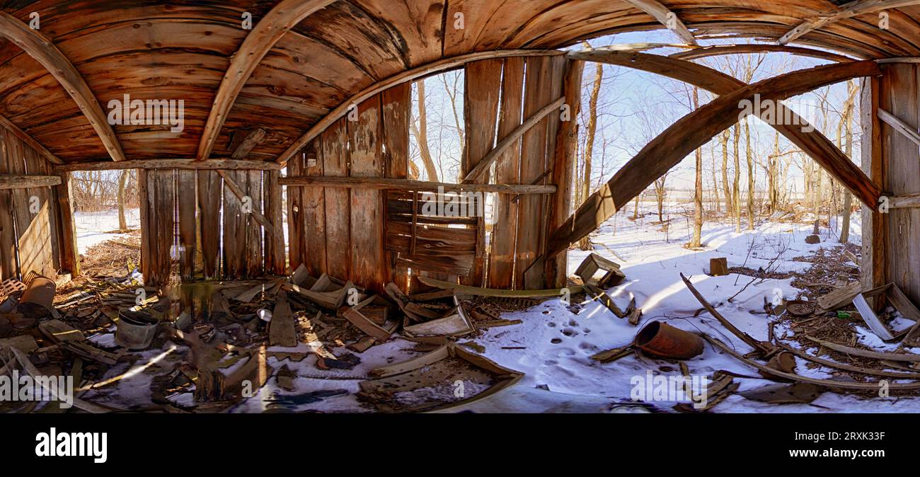 Old barn in winter Stock Photo