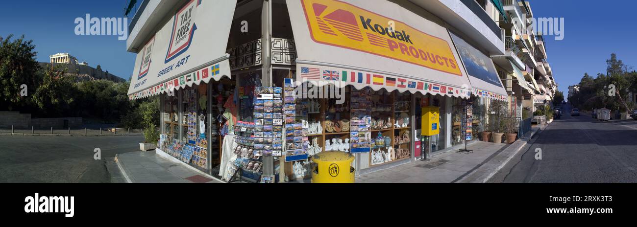 Corner store near Acropolis, Athens, Attica, Greece Stock Photo