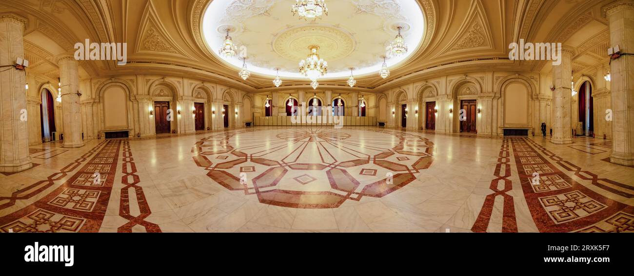 Interior of Palace of Parliament, Bucharest, Romania Stock Photo