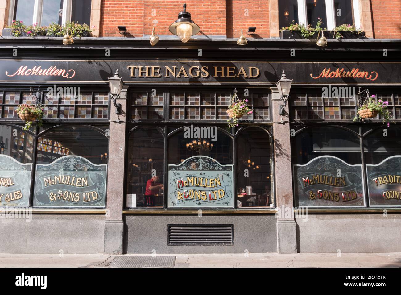 The exterior of the Grade II listed Nags Head public house on James Street, Covent Garden, London, WC2, England, U.K. Stock Photo