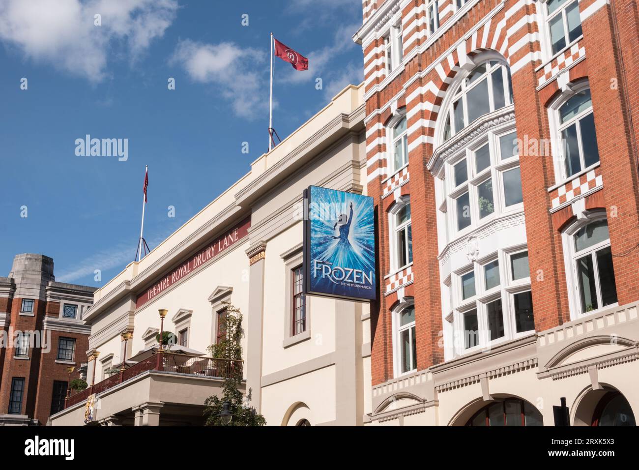 Closeup of a Frozen advert on the exterior of the Theatre Royal, Drury Lane, London, England, U.K. Stock Photo