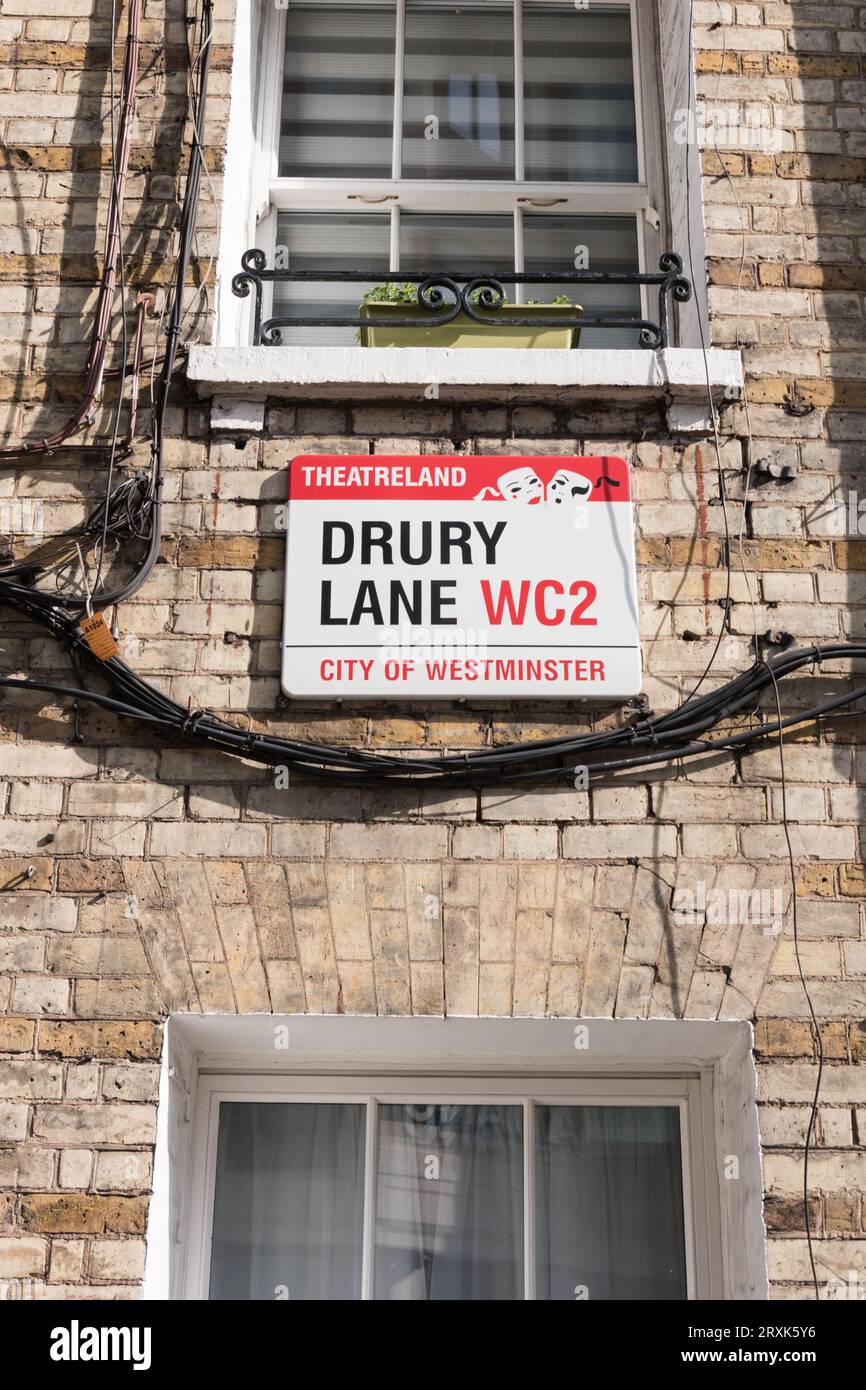 Drury Lane street sign on the Peabody Trust Estate, Drury Lane, London, WC2, England, U.K. Stock Photo