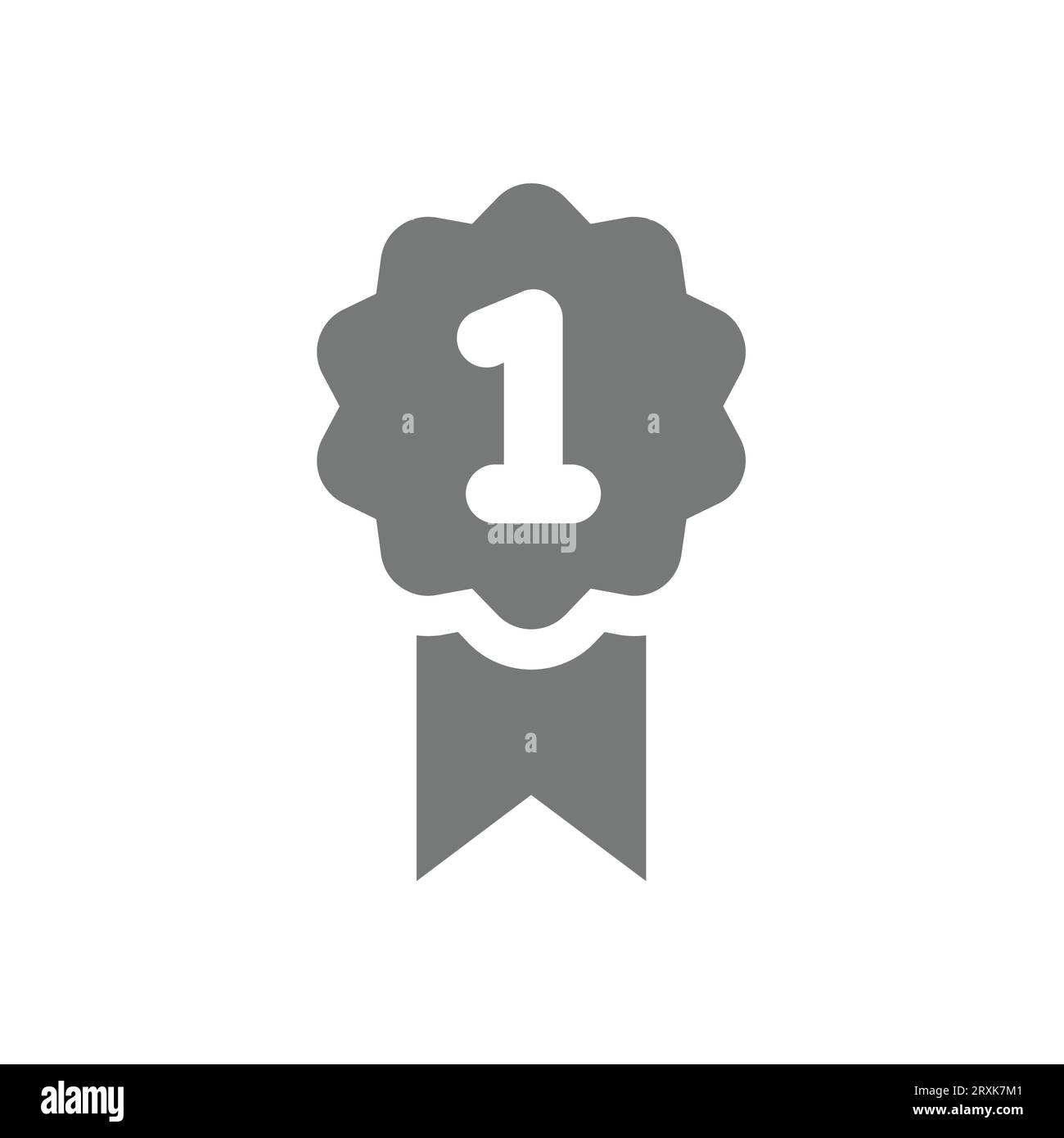 Award ribbon badge with number 1 icon. First place medal vector Stock