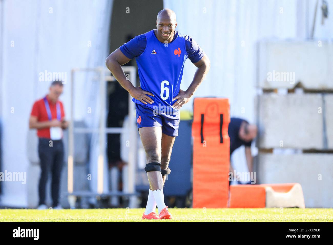 Sekou Macalou of France during the Rugby World Cup training of team France at Stade Georges Carcassonne on September 25, 2023 in Aix en Provence, France. Photo by Baptiste Paquot/ABACAPRESS.COM Stock Photo