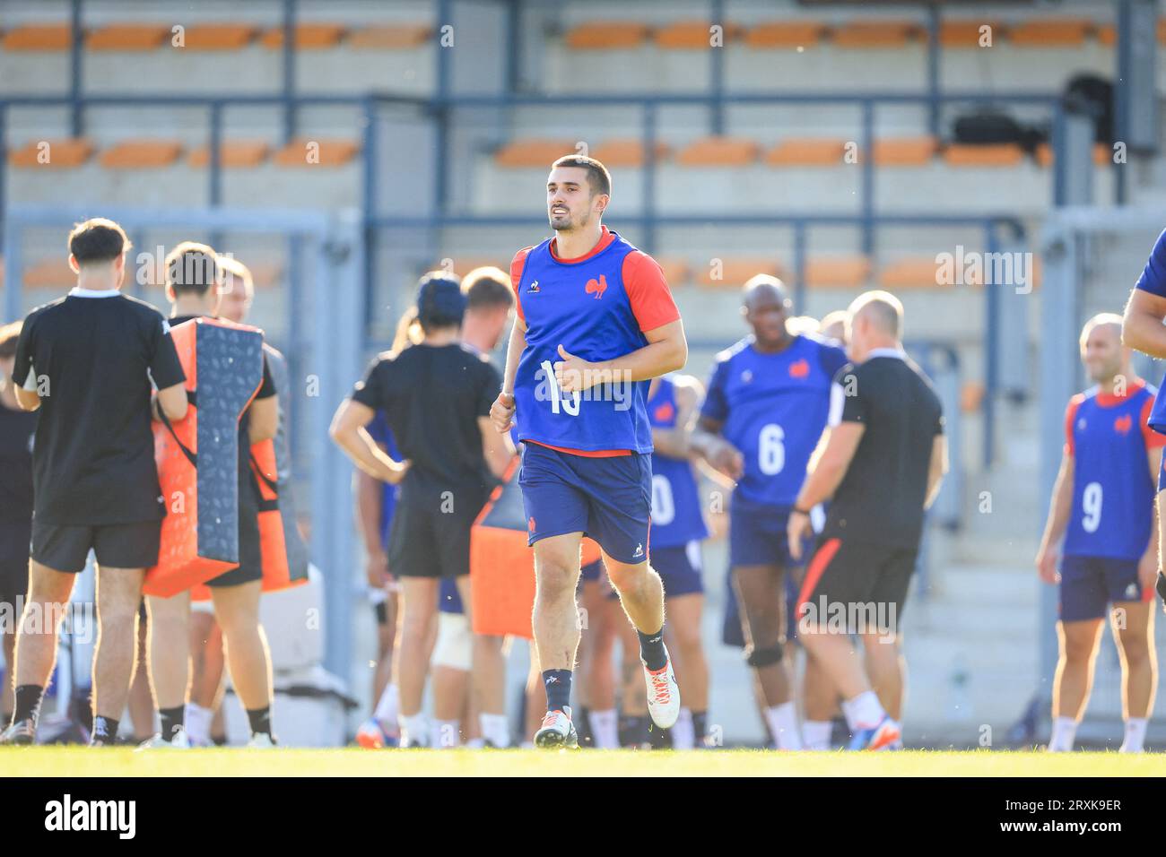 Thomas Ramos of France during the Rugby World Cup training of team France at Stade Georges Carcassonne on September 25, 2023 in Aix en Provence, France. Photo by Baptiste Paquot/ABACAPRESS.COM Stock Photo