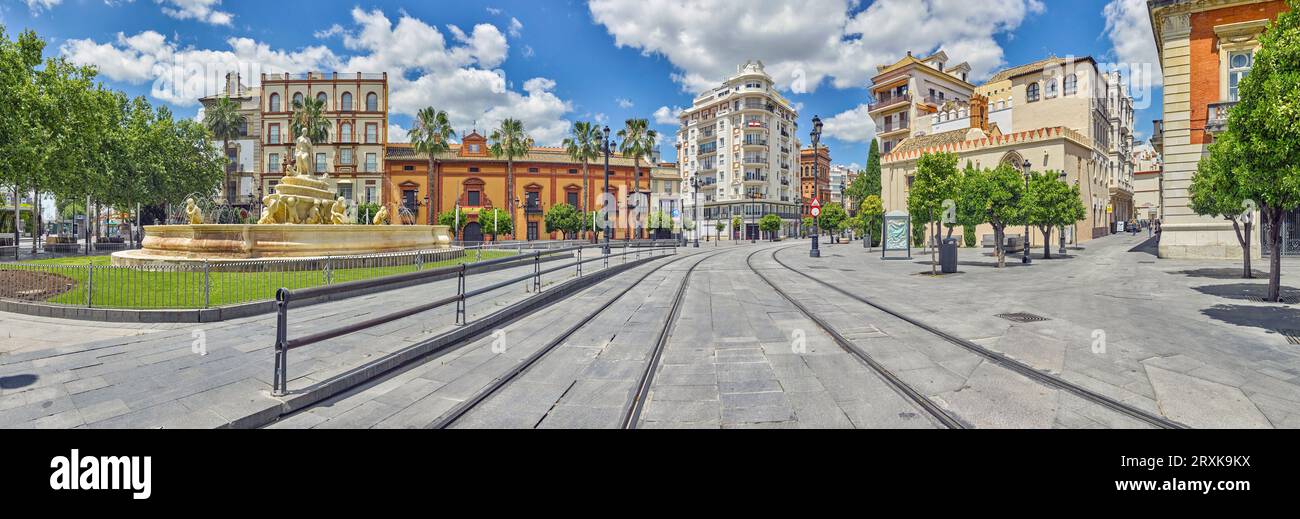 Puerta de Jerez square in summer, Seville, Andalusia, Spain Stock Photo