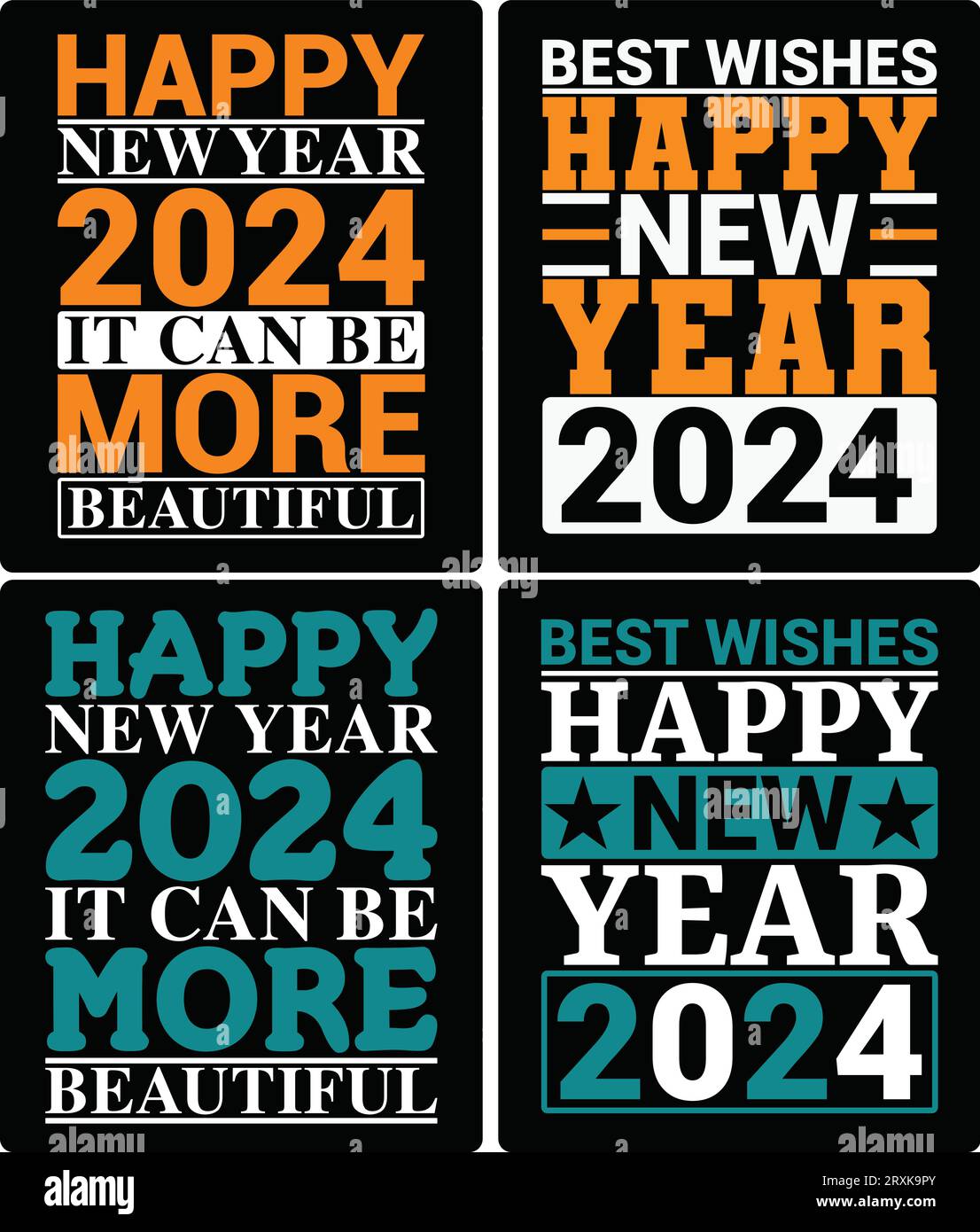 HAPPY NEW YERK 2024 T SHIRT DESIGN.. if you want you can use it for other purpose like mug design, sticker design, water bottle design and etc Stock Vector