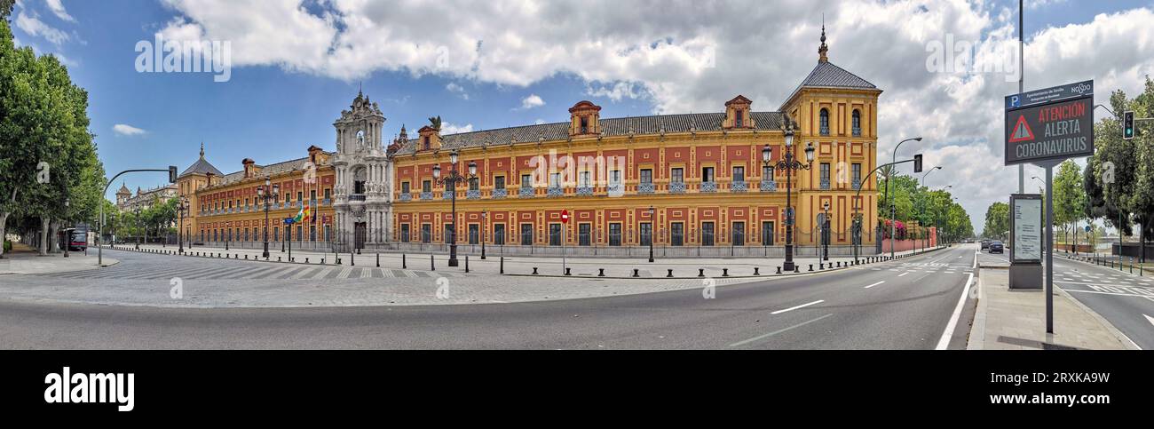 Facade of Palacio de San Telmo, Seville, Andalusia, Spain Stock Photo