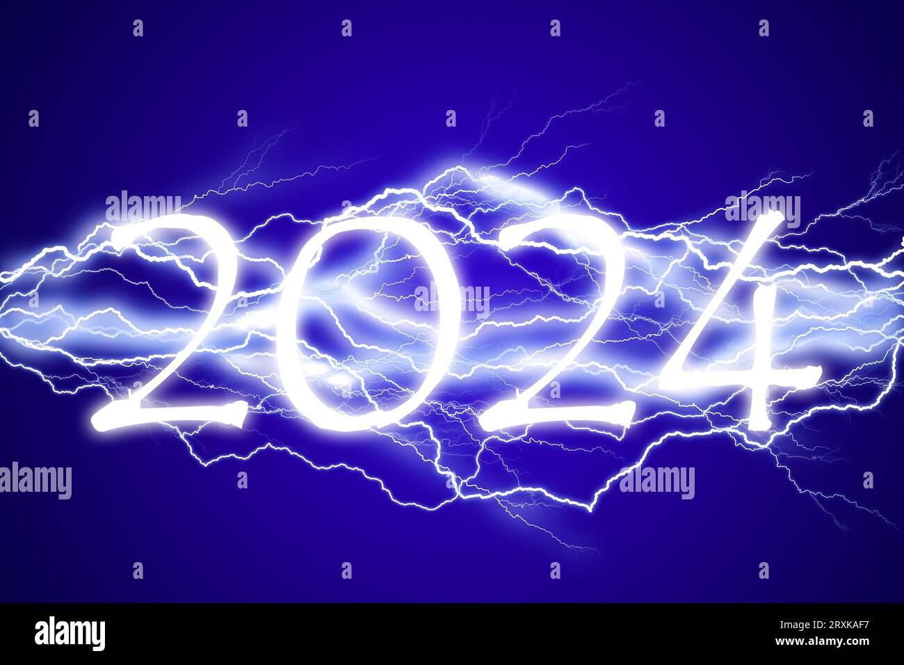 2024, new year lightening effect, electricity power energy, dramatic