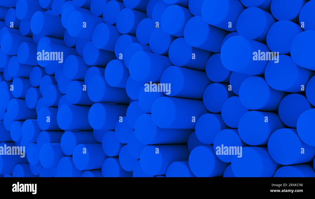 Abstract Cylinder pattern on blue Background. 3D Rendering. Stock Photo