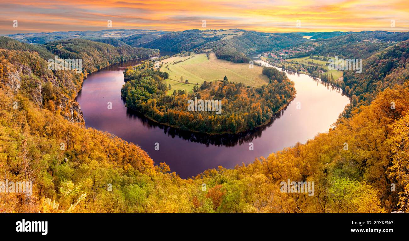The bend of the Vltava river in the shape of a horseshoe. Czech name ...