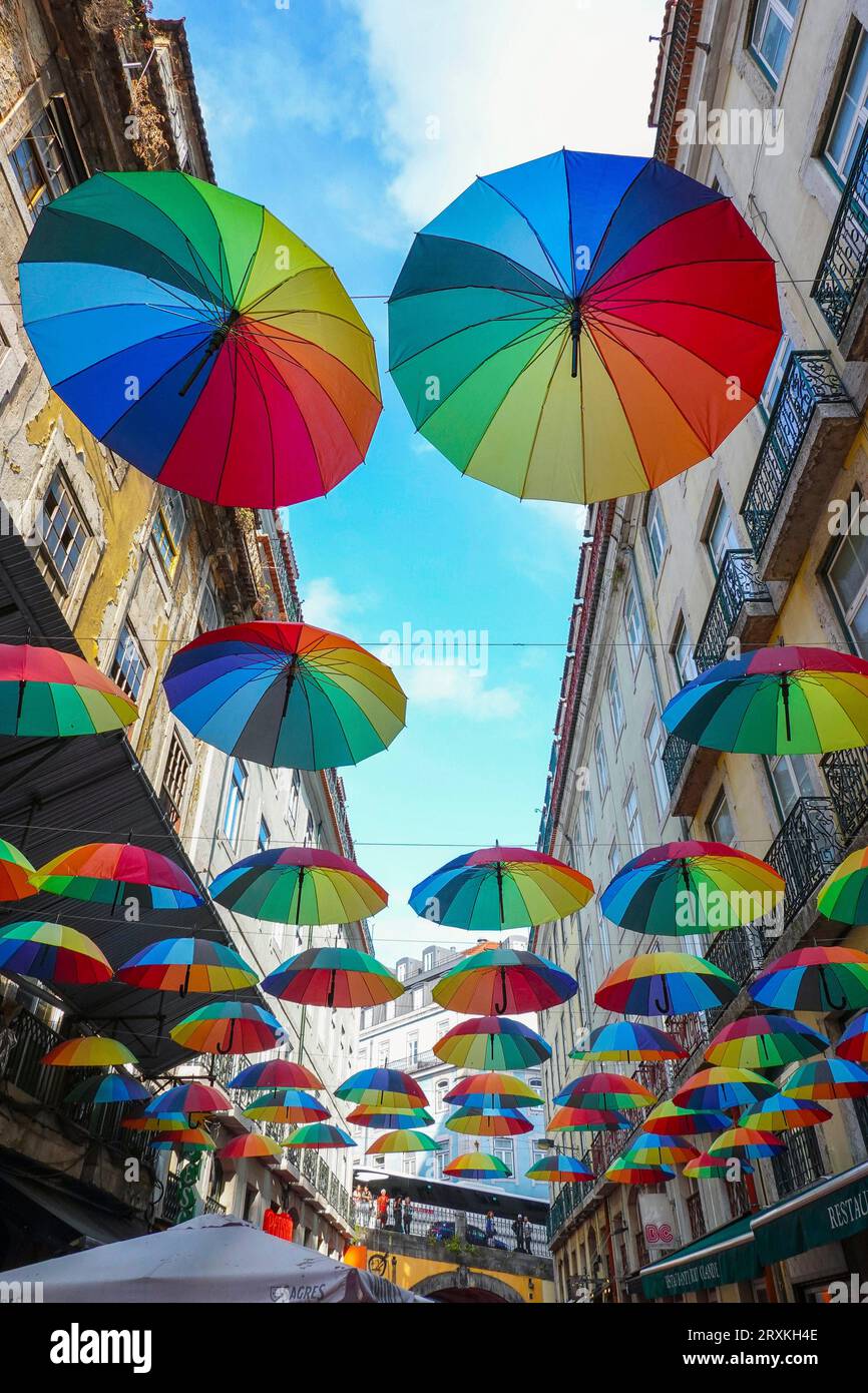 Portugal, Lisbon, Rua Nova do Carvalho or The Pink Street, in Cais do