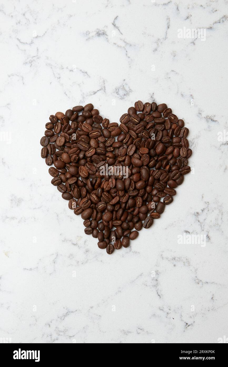 Coffee beans in heart shape Stock Photo