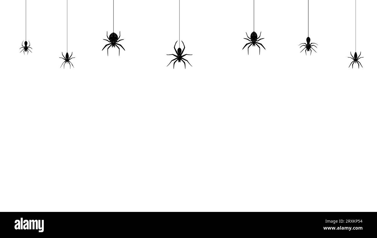 Halloween holiday spider border. Vector spine-tingling frame with black ...