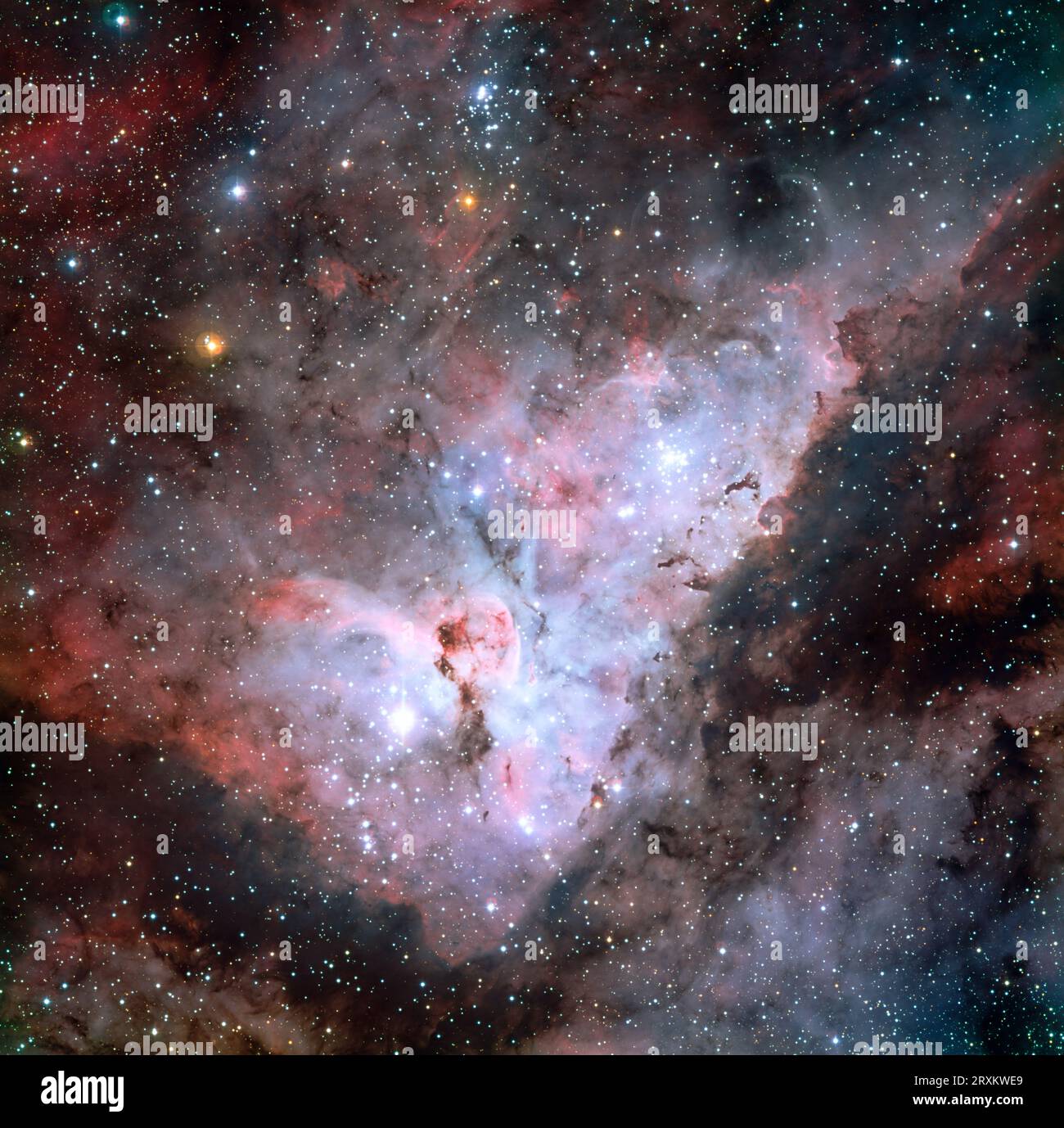 Vibrant space nebula with clouds and stars Stock Photo
