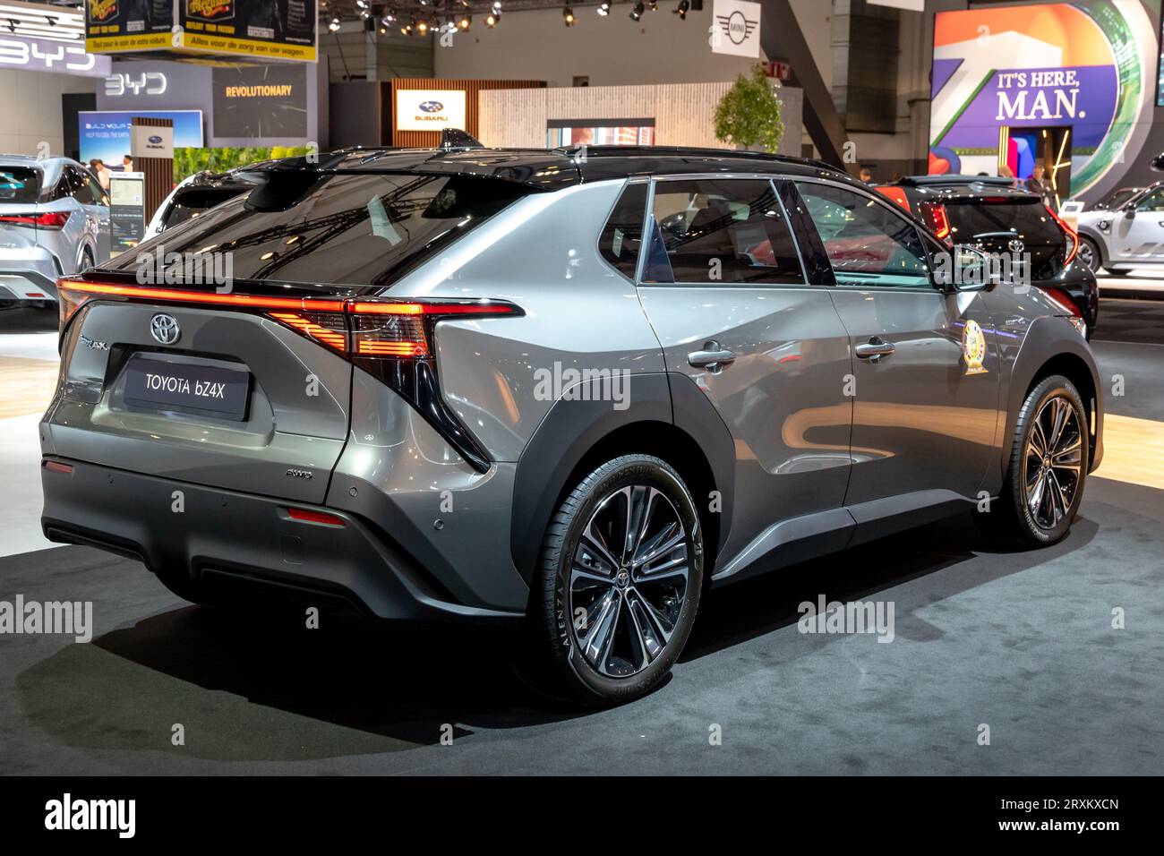 Toyota bZ4X electric SUV car at the Brussels Autosalon European Motor