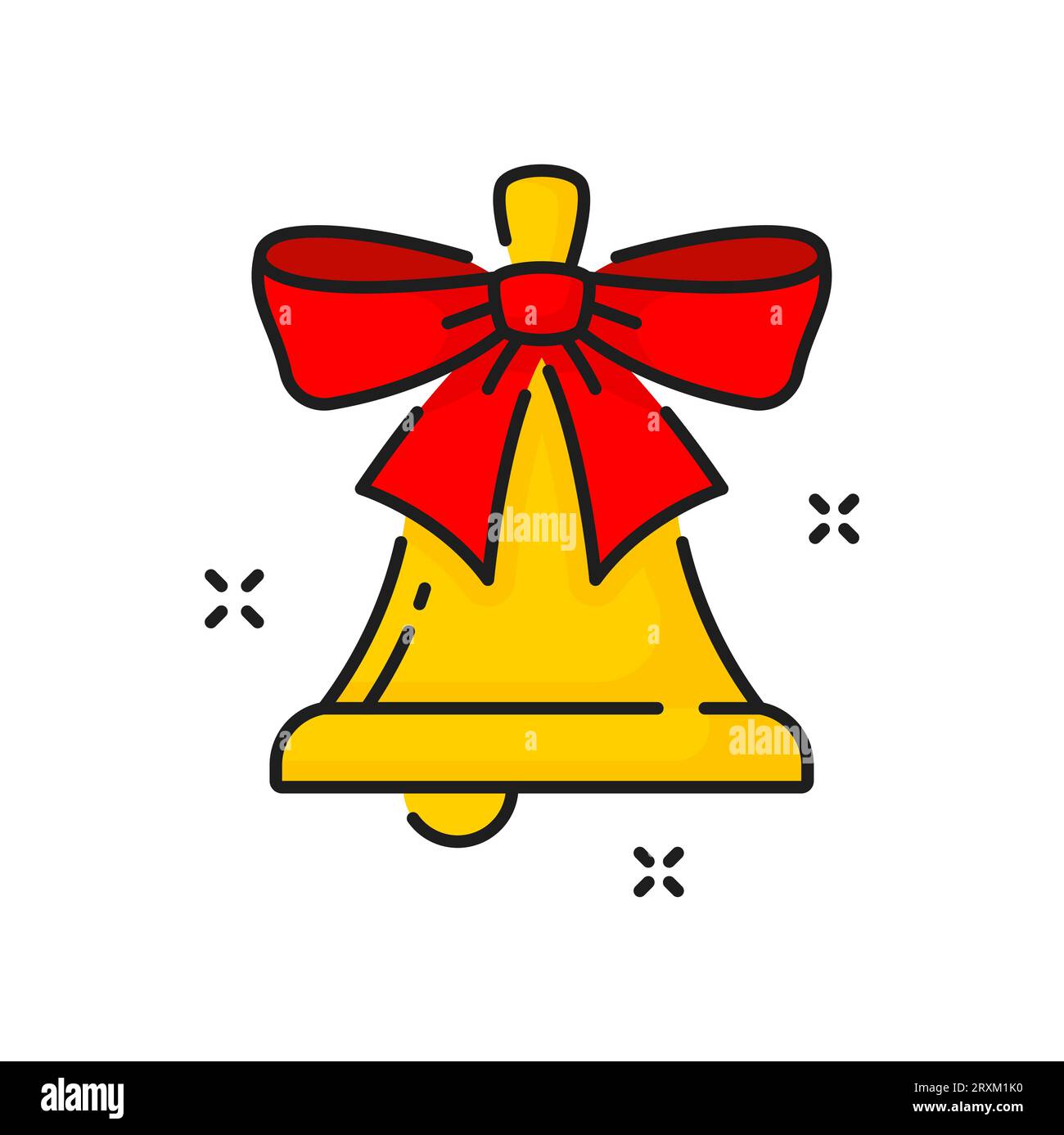 Cute Merry Chrismas greeting card with golden bells and bow. Square vector  illustration of two outline jingle bells. Composition of Christmas symbol  and vintage text 11776881 Vector Art at Vecteezy