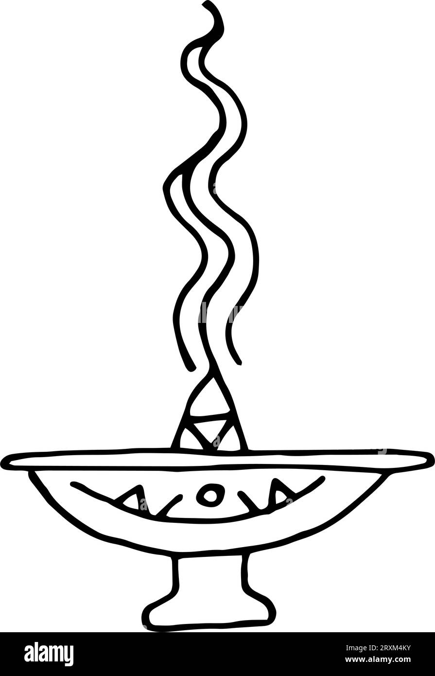 Diyas oil lamp in doodling style.Happy Diwali.Oriental, Indian style