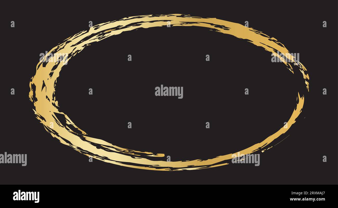 Gold oval frame on a dark background. Premium design template. Luxury style. Vector illustration Stock Vector