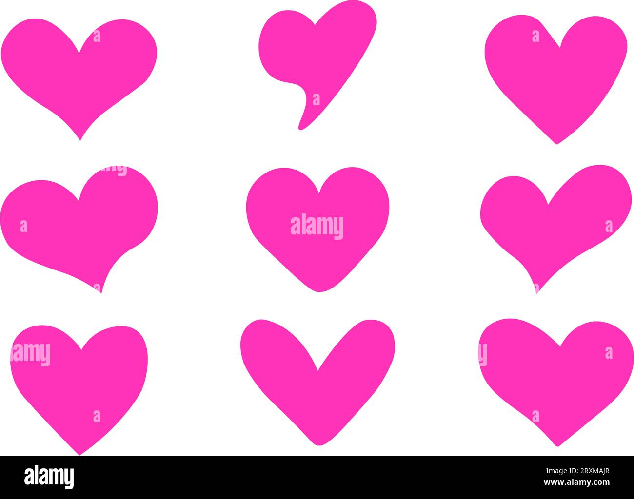 Pink hearts. Set of love symbol for web site logo, mobile app UI design ...