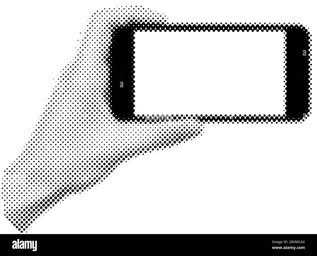 Template of phone in halftone hand. Hand holding phone with blank ...