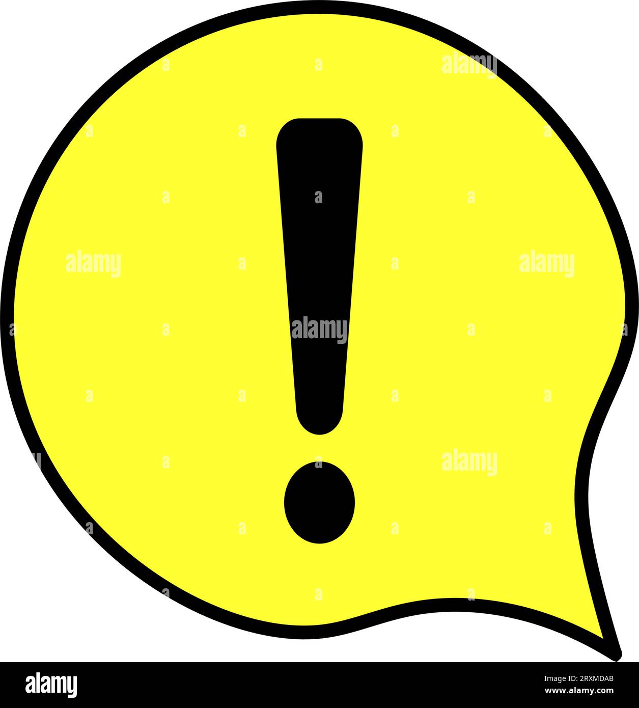 Black warning exclamation sign in yellow speech bubble. Danger sign