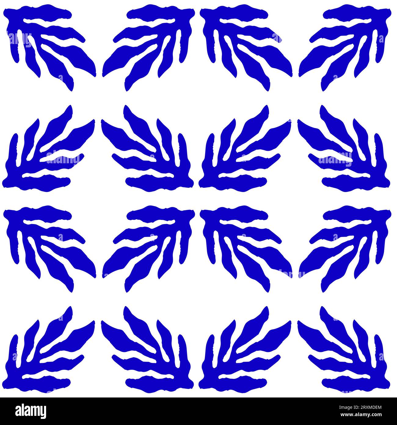 Blue Matisse plants seamless pattern. Minimal abstract floral print for ...