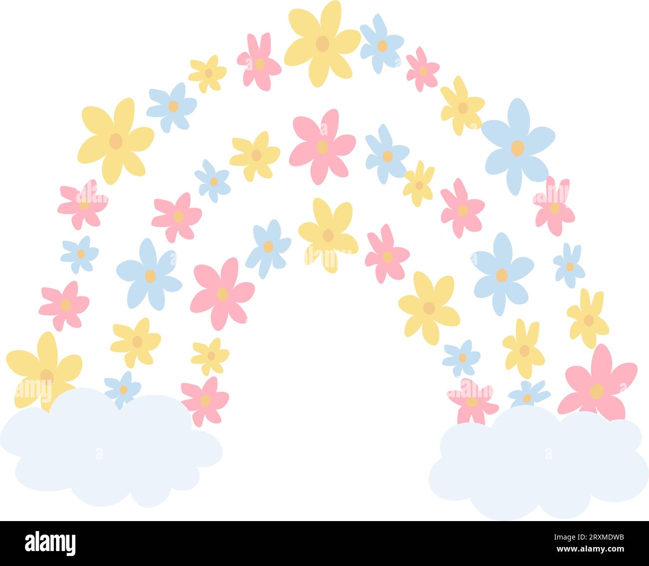 Cute rainbow with flowers isolated on white background for kids ...
