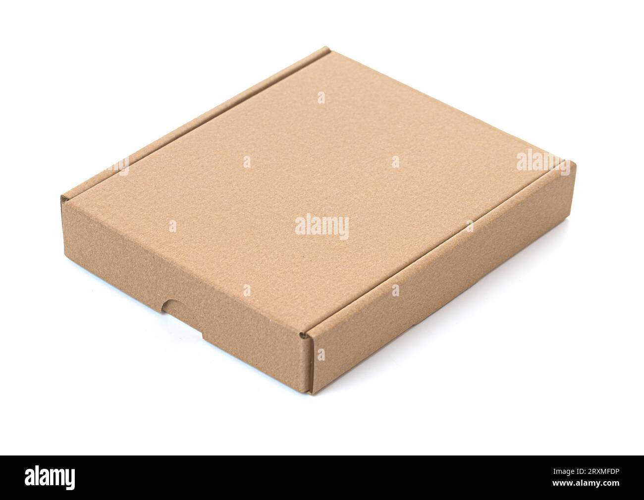 One closed cardboard Box or brown paper package box isolated on white