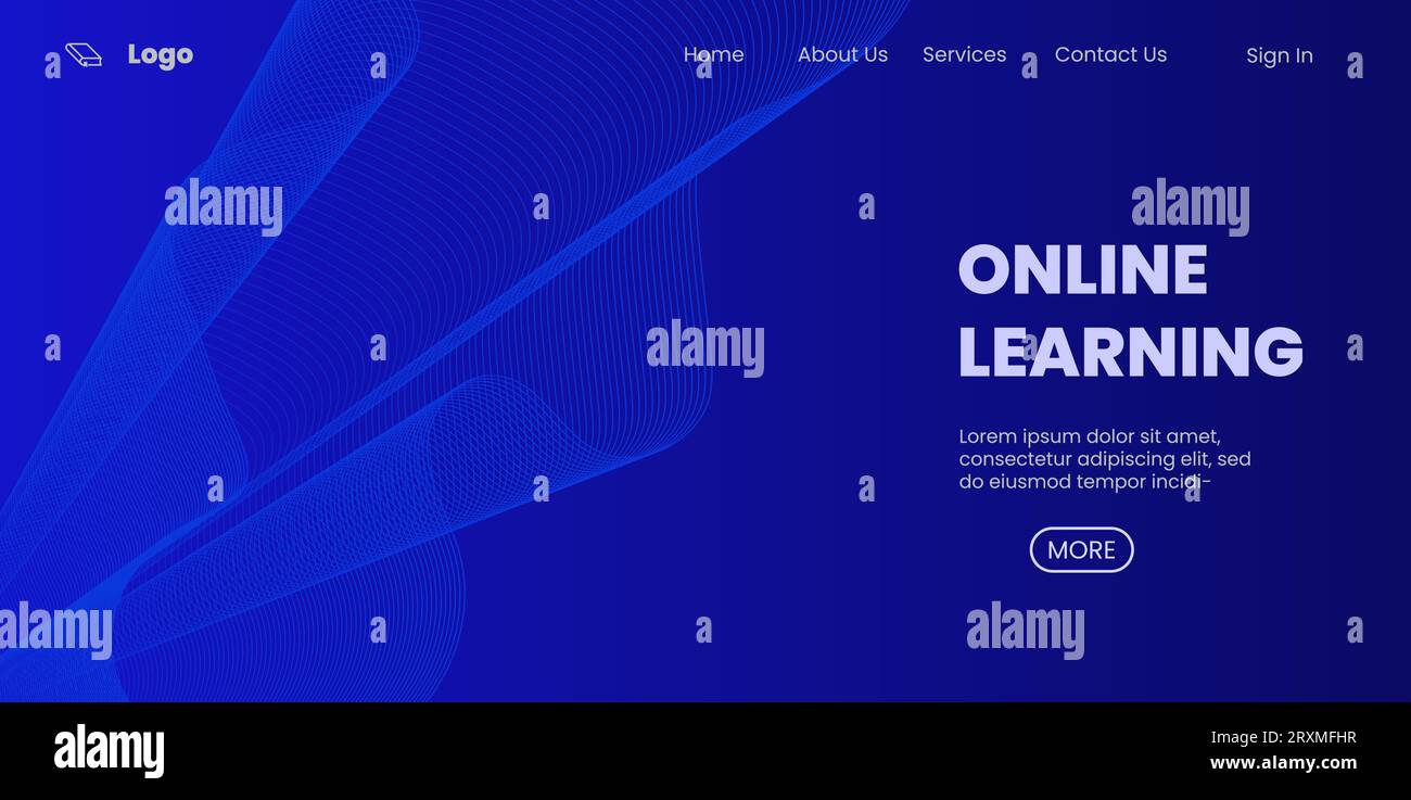 Online education landing page template. Abstract background for e-learning school web site.Vector illustration Stock Vector