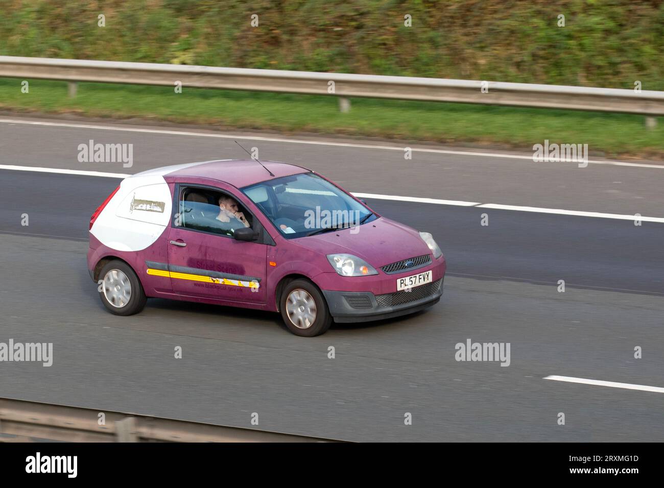 2008 Ford 'Street Scene' Fiesta Tdci DT 68 LCV Car Derived Van Diesel 1399 cc; travelling at speed on the M6 motorway in Greater Manchester, UK Stock Photo