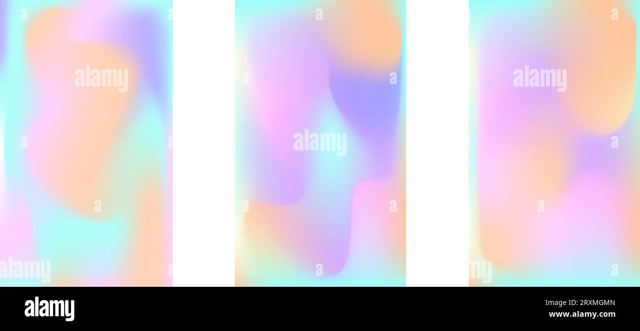 Set of holographic abstract background. Stylish holographic backdrop ...