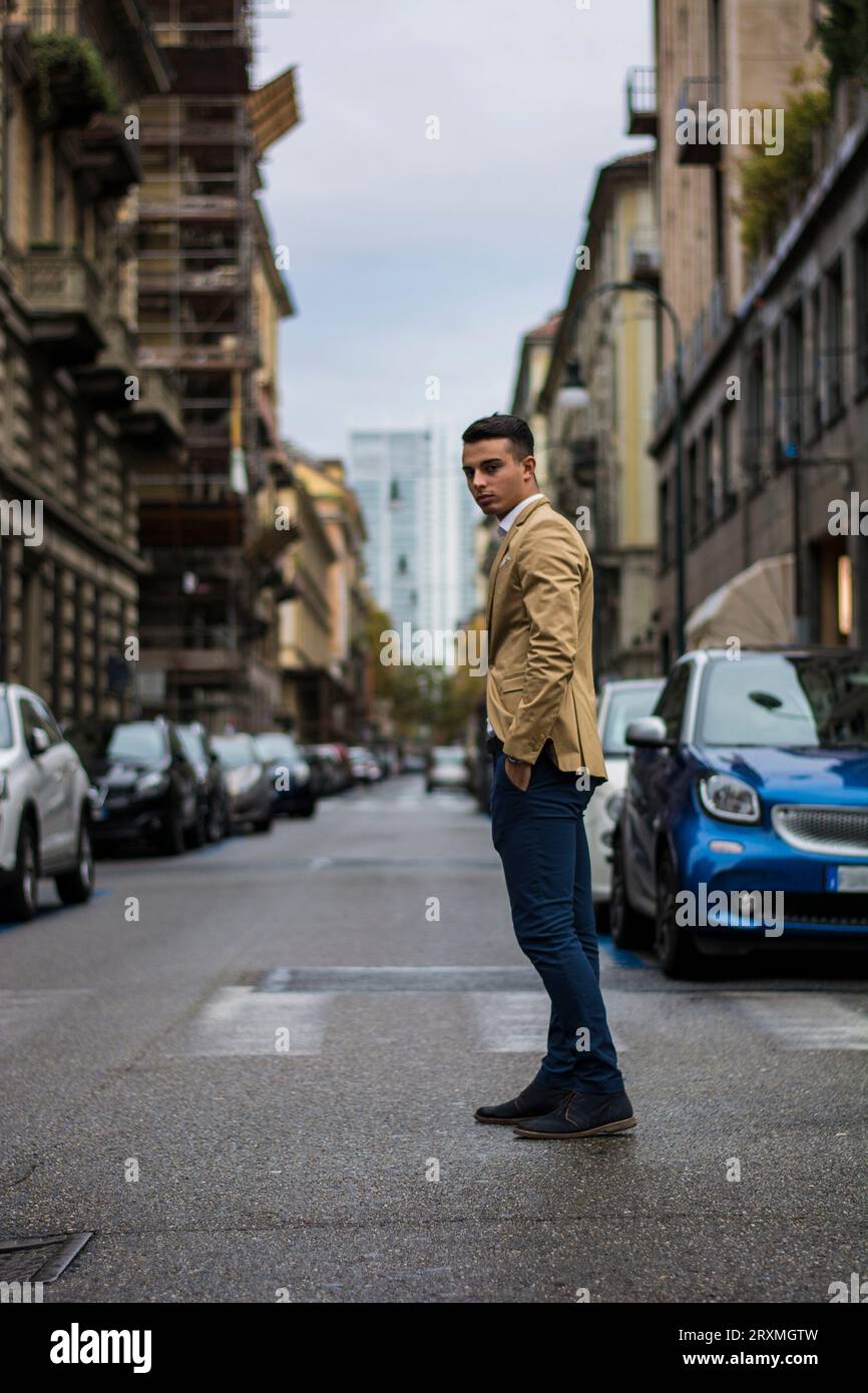 Man standing on crowded street hi-res stock photography and images - Alamy