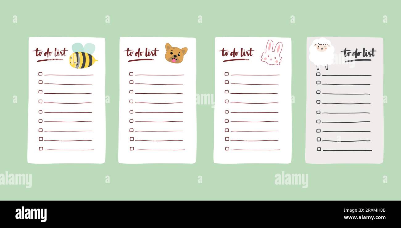 to-do-list-template-decorated-by-kawaii-bee-and-flowers-cute-design-of-schedule-daily-planner-or-checklist-vector-hand-drawn-illustration-stock-vector-image-art-alamy