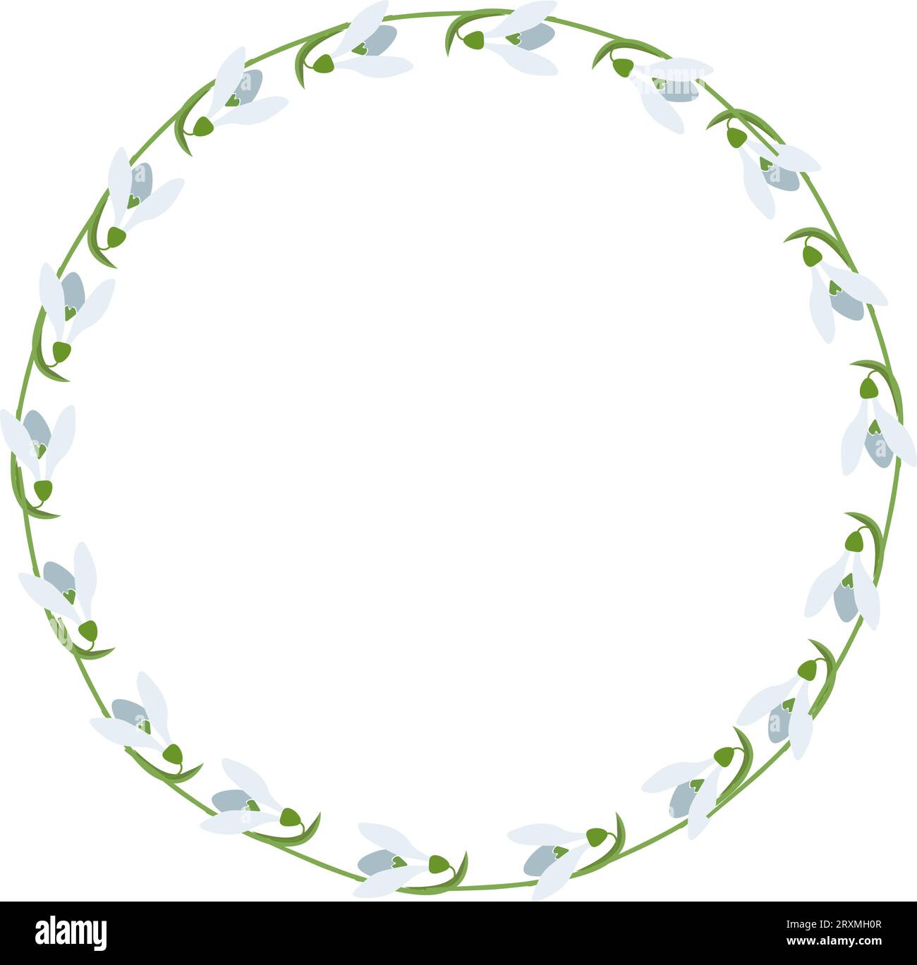 Snowdrops hand drawn flower wreath. Vintage Romantic floral round frame. Floral arrangement for wedding invitation, Birthday. Vector illustration Stock Vector